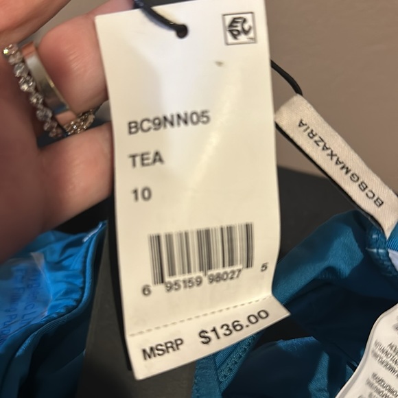 BCBG MAXAZRIA Core Solids Plunge One Piece Swimsuit 10 Teal - Picture 6 of 6